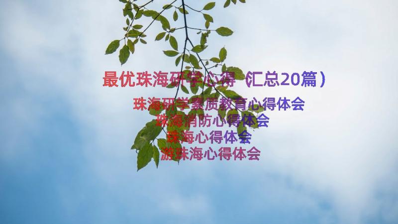 最优珠海研学心得（汇总20篇）