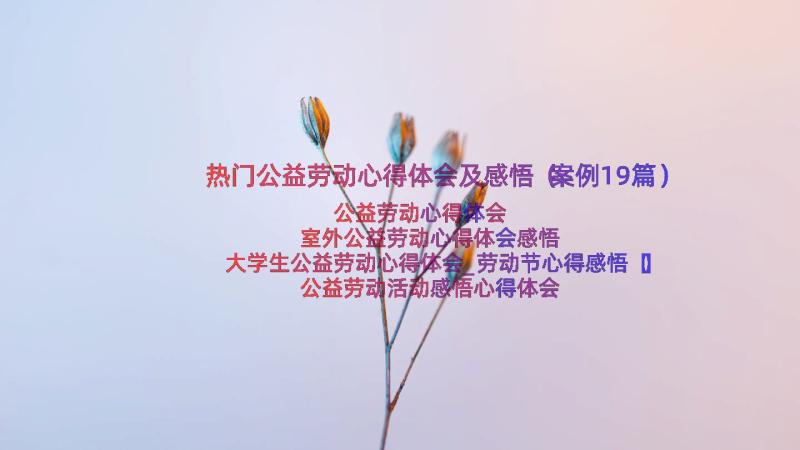 热门公益劳动心得体会及感悟（案例19篇）