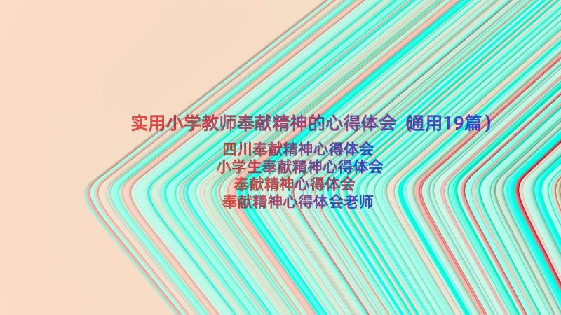 实用小学教师奉献精神的心得体会（通用19篇）