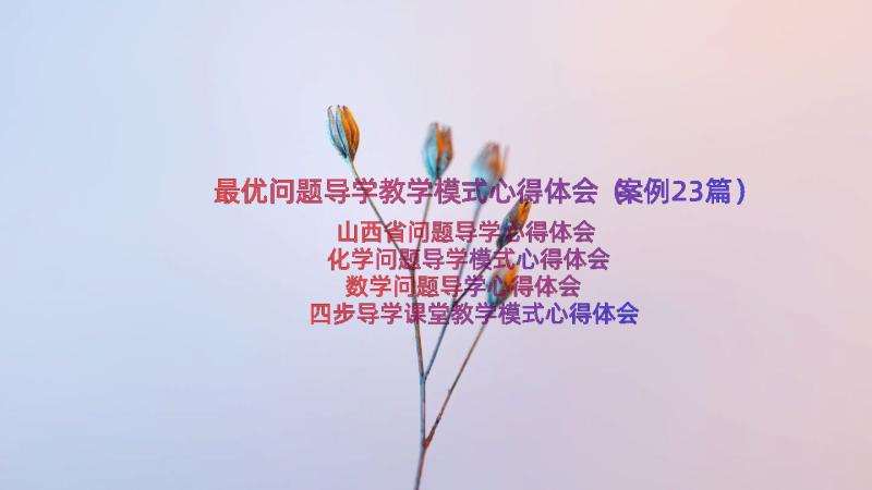 最优问题导学教学模式心得体会（案例23篇）