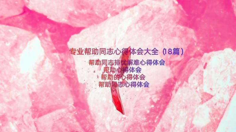 专业帮助同志心得体会大全（18篇）