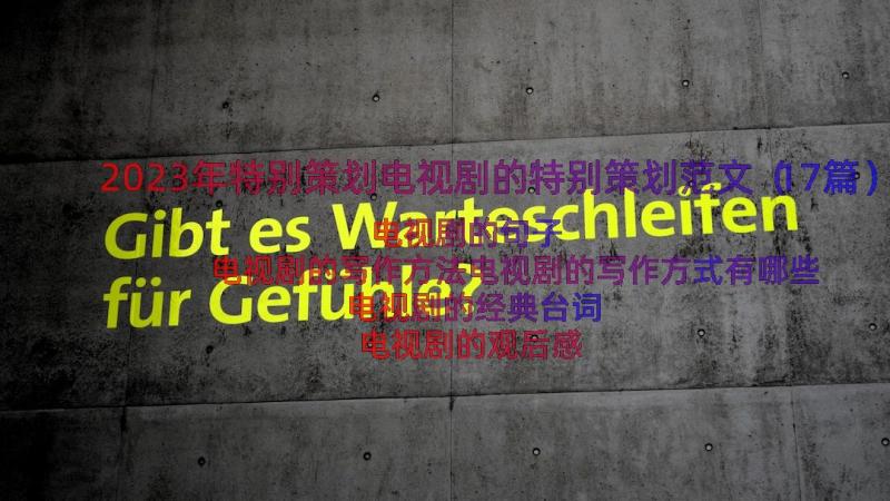 2023年特别策划电视剧的特别策划范文（17篇）