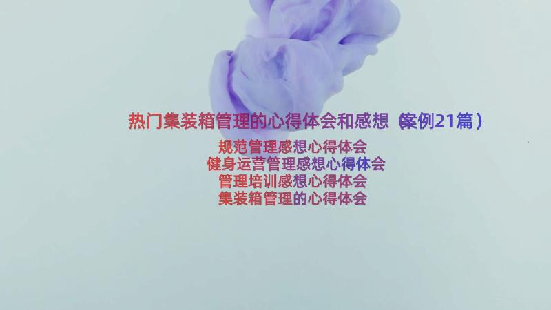 热门集装箱管理的心得体会和感想（案例21篇）