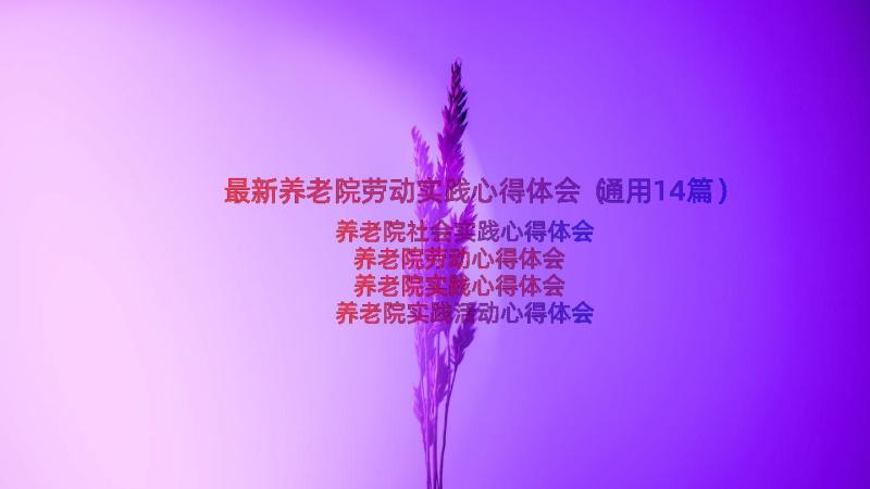 最新养老院劳动实践心得体会（通用14篇）