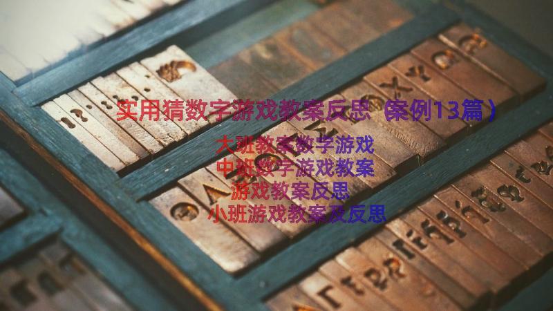 实用猜数字游戏教案反思（案例13篇）