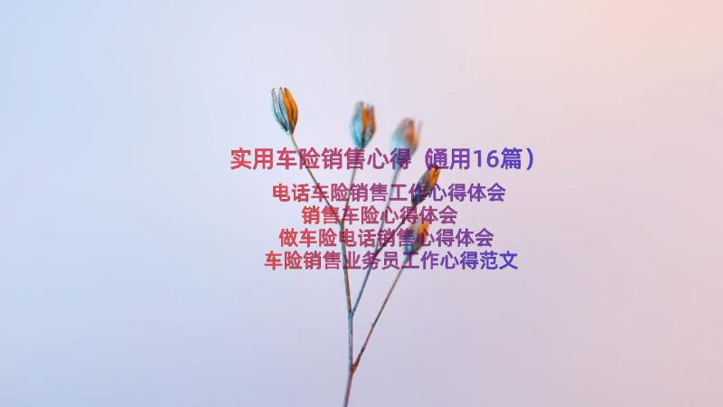 实用车险销售心得（通用16篇）