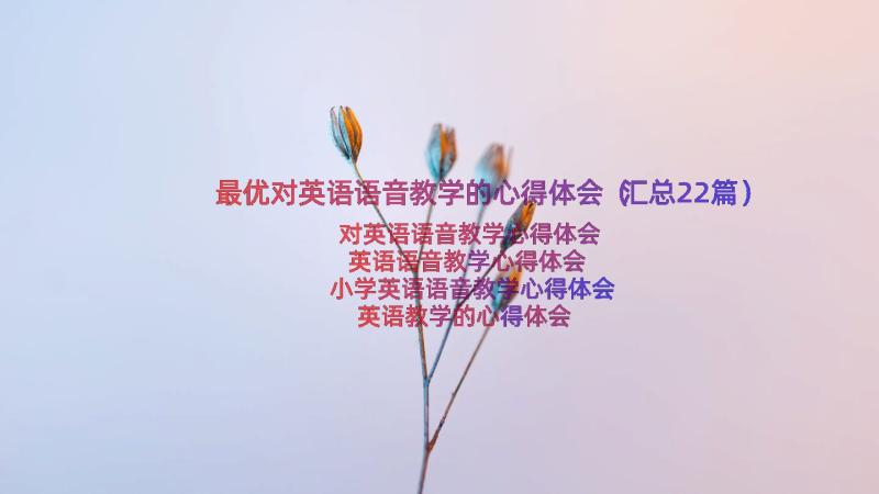 最优对英语语音教学的心得体会（汇总22篇）