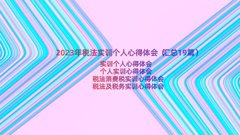 2023年税法实训个人心得体会（汇总19篇）