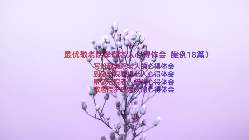 最优敬老院孝敬老人心得体会（案例18篇）