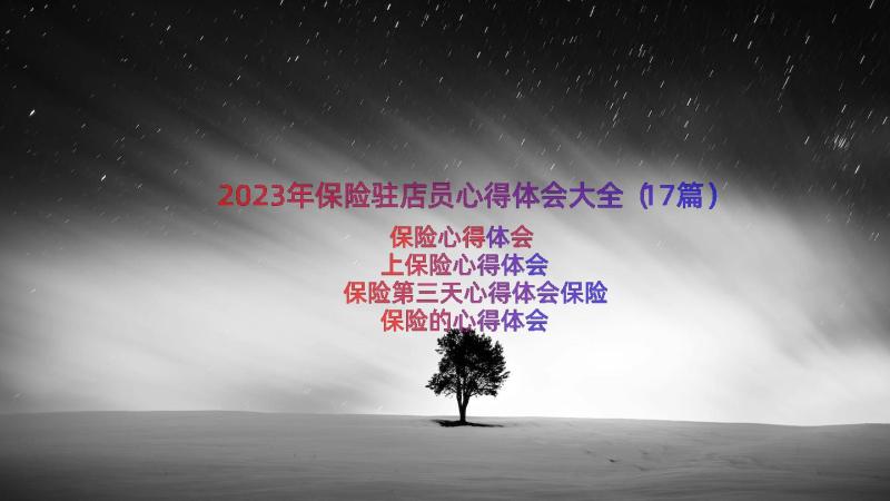 2023年保险驻店员心得体会大全（17篇）