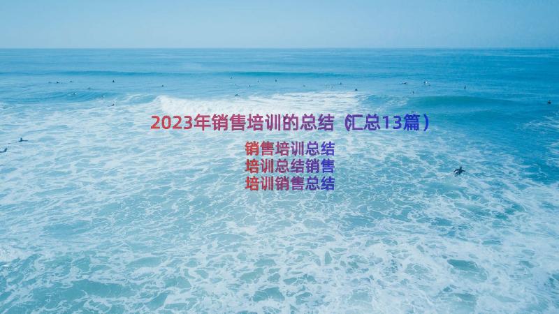 2023年销售培训的总结（汇总13篇）