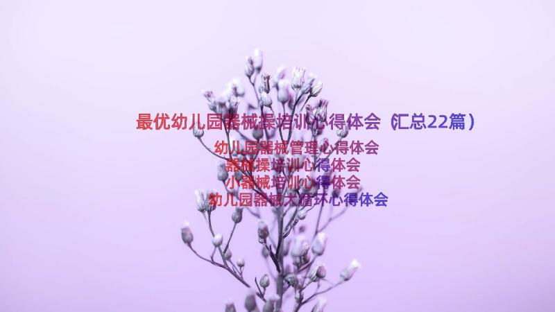 最优幼儿园器械操培训心得体会（汇总22篇）