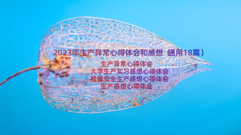 2023年生产异常心得体会和感想（通用18篇）