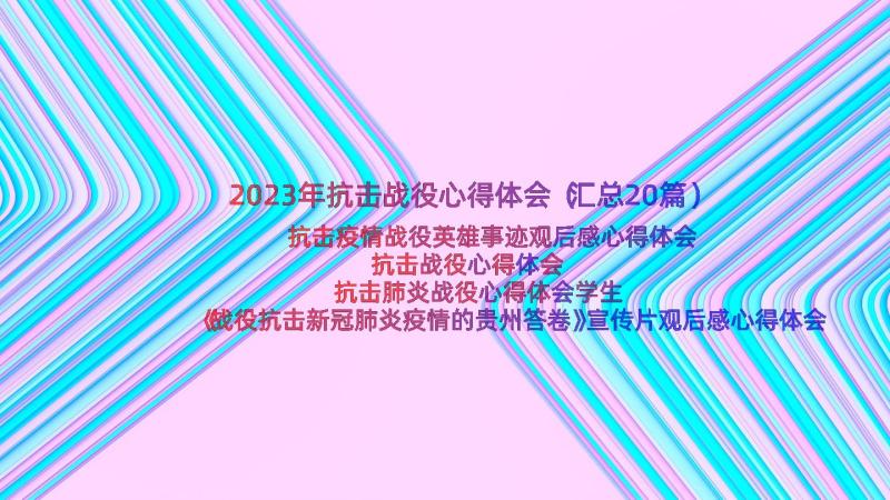 2023年抗击战役心得体会（汇总20篇）