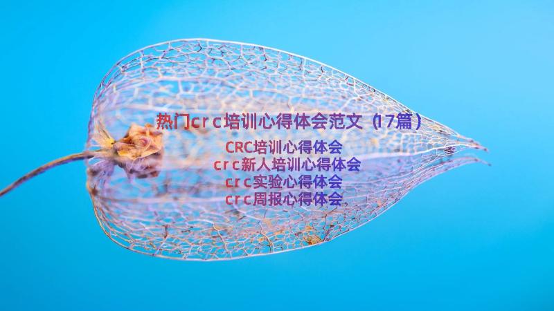 热门crc培训心得体会范文（17篇）