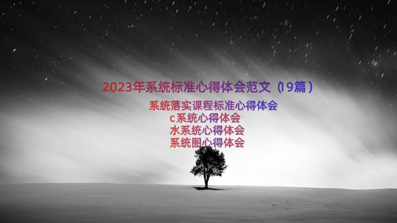 2023年系统标准心得体会范文（19篇）