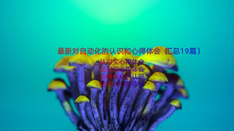 最新对自动化的认识和心得体会（汇总19篇）