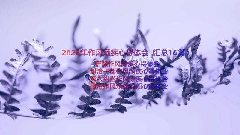 2023年作风顽疾心得体会（汇总16篇）