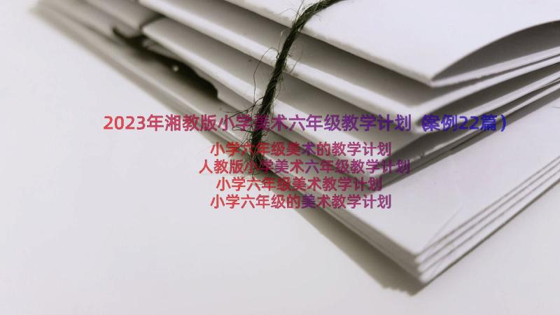 2023年湘教版小学美术六年级教学计划（案例22篇）