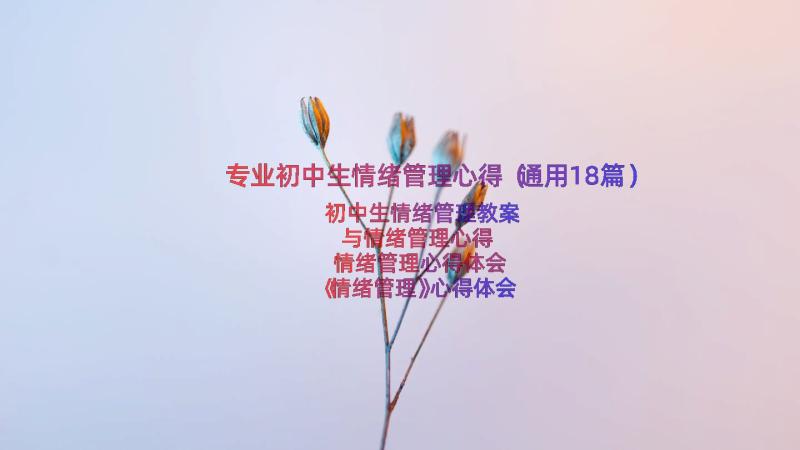 专业初中生情绪管理心得（通用18篇）