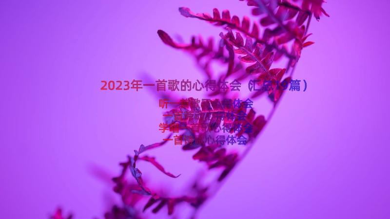 2023年一首歌的心得体会（汇总19篇）