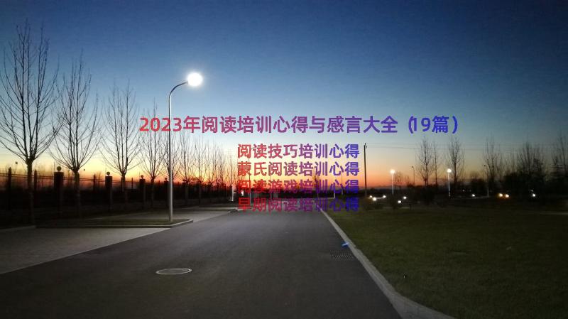 2023年阅读培训心得与感言大全（19篇）