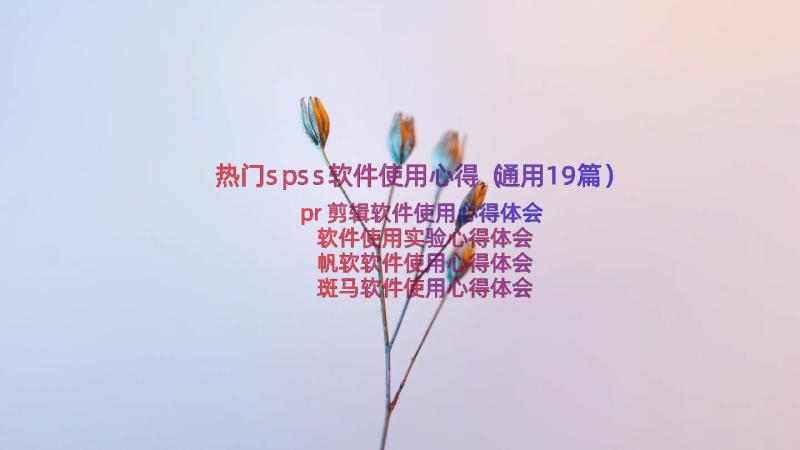 热门spss软件使用心得（通用19篇）