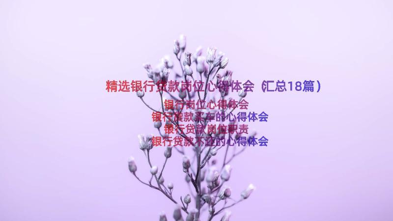 精选银行贷款岗位心得体会（汇总18篇）