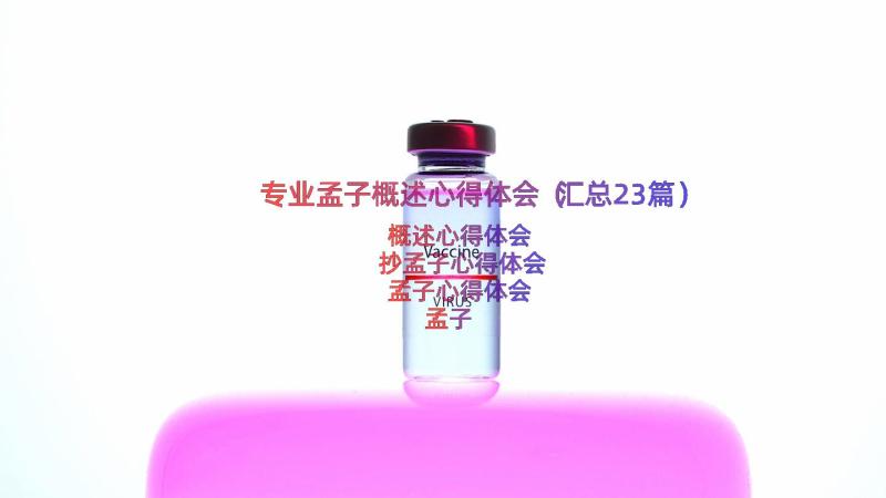 专业孟子概述心得体会（汇总23篇）