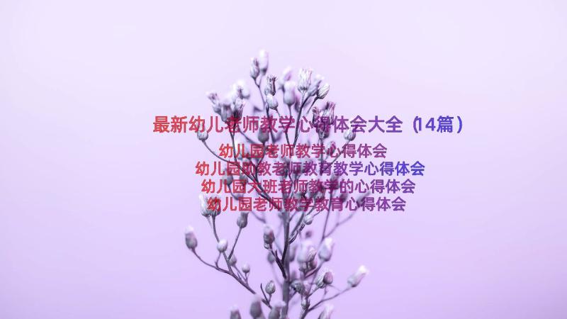 最新幼儿老师教学心得体会大全（14篇）