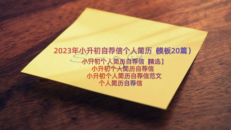 2023年小升初自荐信个人简历（模板20篇）