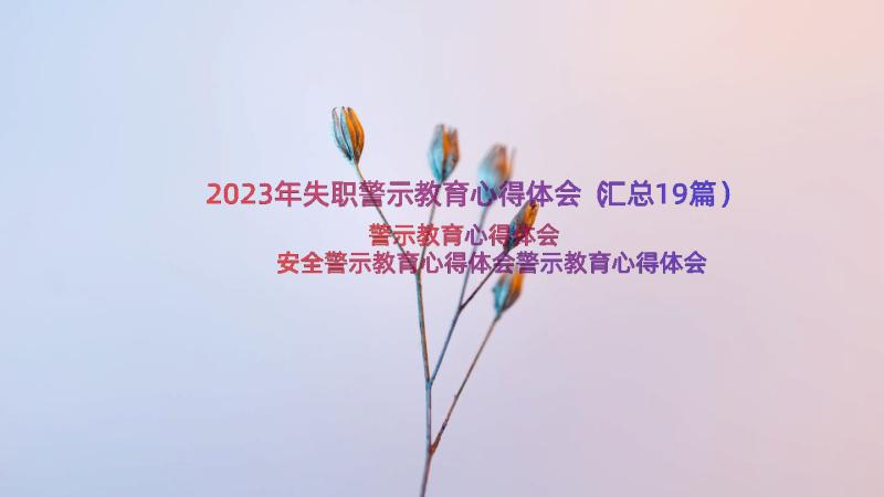 2023年失职警示教育心得体会（汇总19篇）