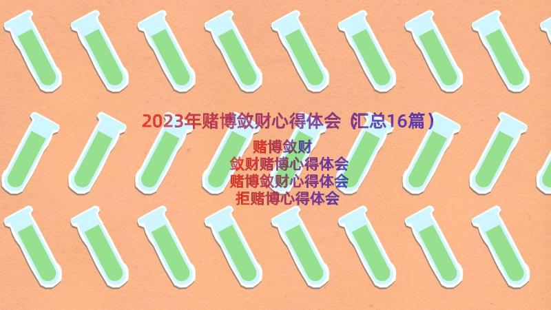 2023年赌博敛财心得体会（汇总16篇）