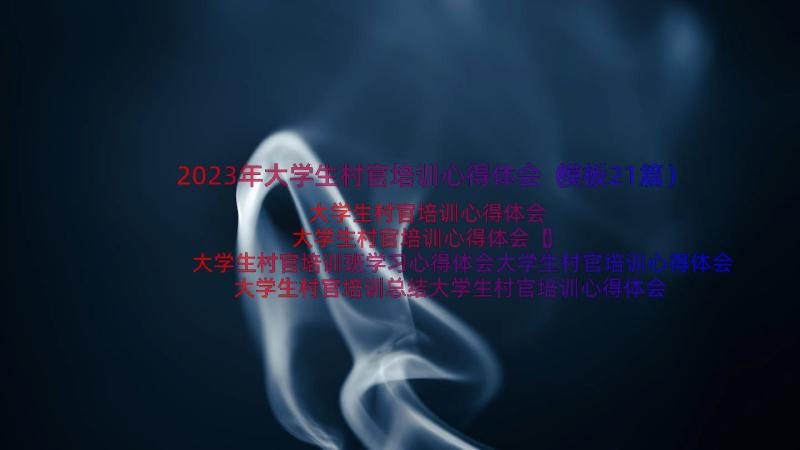 2023年大学生村官培训心得体会（模板21篇）