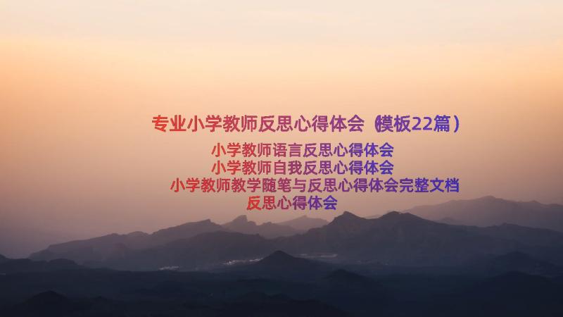 专业小学教师反思心得体会（模板22篇）