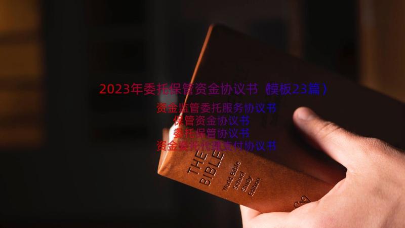 2023年委托保管资金协议书（模板23篇）