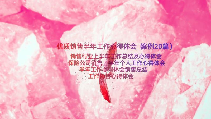 优质销售半年工作心得体会（案例20篇）