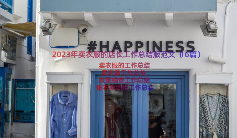 2023年卖衣服的店长工作总结版范文（16篇）