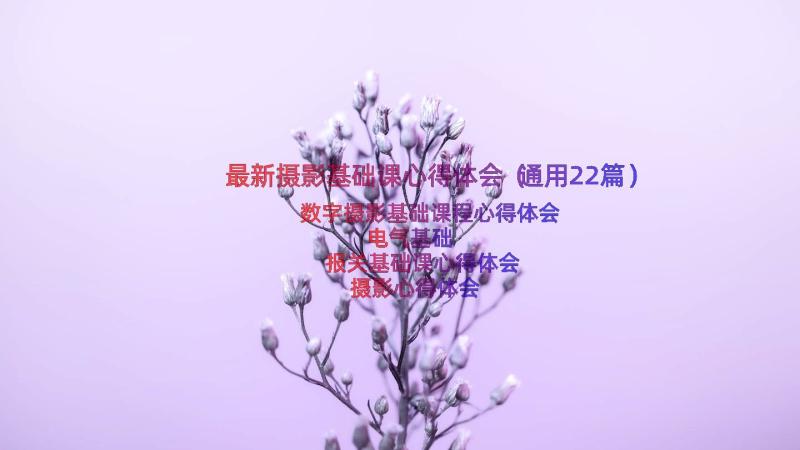 最新摄影基础课心得体会（通用22篇）