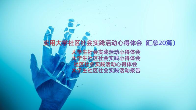 实用大学社区社会实践活动心得体会（汇总20篇）