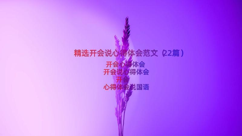 精选开会说心得体会范文（22篇）