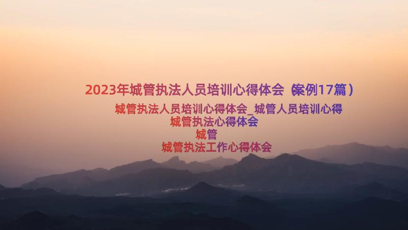 2023年城管执法人员培训心得体会（案例17篇）