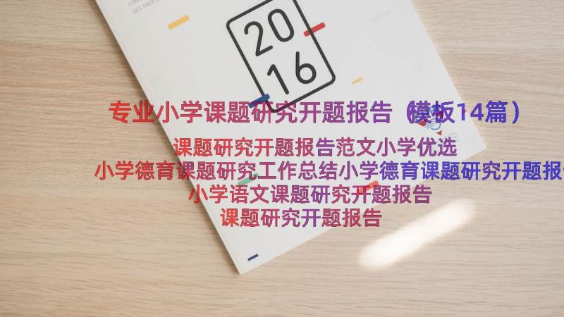 专业小学课题研究开题报告（模板14篇）