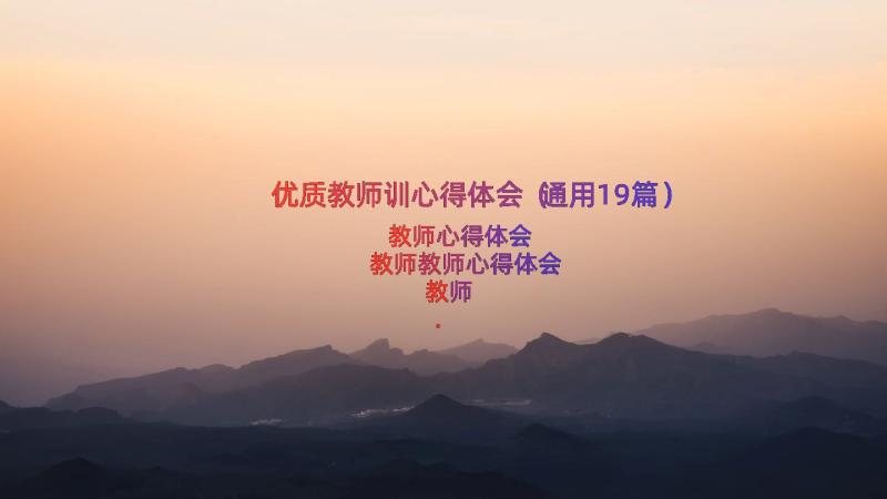 优质教师训心得体会（通用19篇）