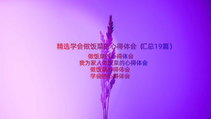 精选学会做饭菜的心得体会（汇总19篇）