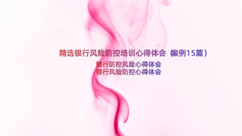 精选银行风险防控培训心得体会（案例15篇）