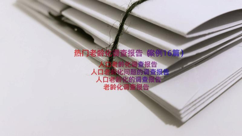 热门老龄化调查报告（案例16篇）