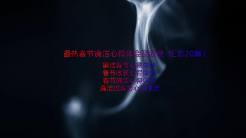 最热春节廉洁心得体会及收获（汇总20篇）