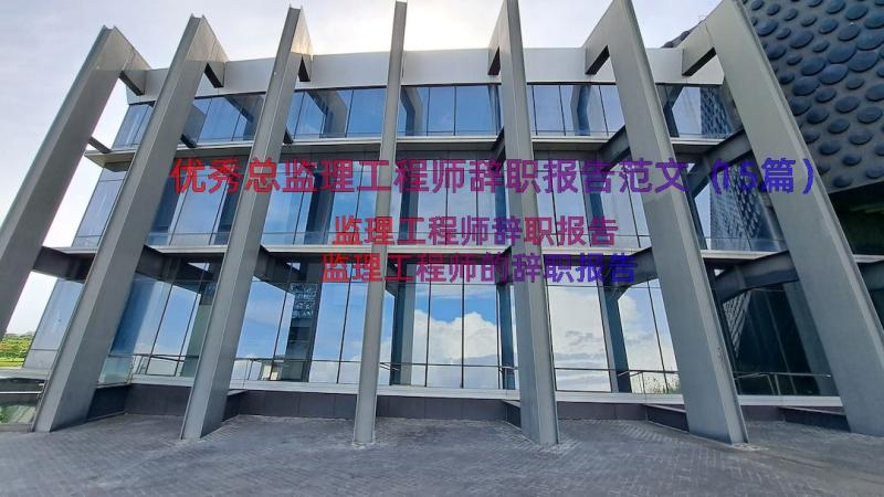 优秀总监理工程师辞职报告范文（15篇）