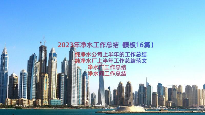 2023年净水工作总结（模板16篇）